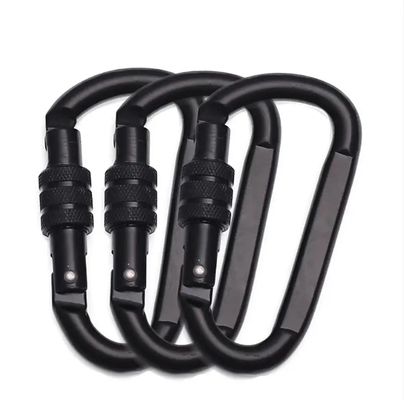 ราคาดี ปลายเคลือบ D Hook อลูมิเนียม Carabiner สําหรับ Hammock ในสีดํา OEM ยอมรับ ออนไลน์