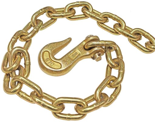 โซ่เหล็กข้อต่อลำเลียงสังกะสีเหลือง ตะขอยึดแบบ Clevis โซ่ข้อต่อโลหะ