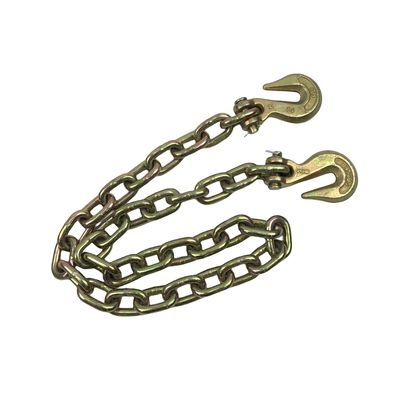 โซ่ขนส่ง G70 ขนาด 5/16'' x 18 ฟุต สีเหลืองซิงค์ พร้อมตะขอเกี่ยวแบบ Clevis สำหรับผิวเคลือบสีดำ