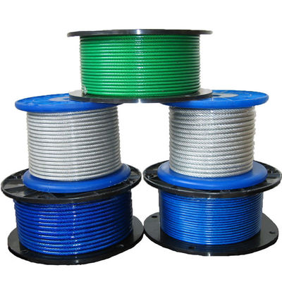 ราคาดี ตรงจากเชือกสลิงเหล็กเคลือบ PVC ขนาด 5/32 นิ้ว ถึง 7/16 นิ้ว เหล็กกล้าคาร์บอนเกรด 7x7 / 7x19 ความยาว 100-2000 เมตร ออนไลน์