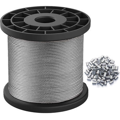 ราคาดี Stainless Steel 304 Wire Cable 7x7 Strands Core Steel Cable 328FT Aircraft Cable Sleeves Stops 1/16 7*7 Wire Rope For Outdoor ออนไลน์