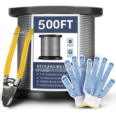 ราคาดี ใบรับรอง ISO9001/ISO14001 T316 สายเหล็กไร้สแตนเลส 7x7 สาย 500FT ออนไลน์