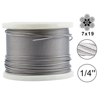 ราคาดี สายเคเบิลเหล็กไม่เคลือบ 250 ฟุต สําหรับคิ๊ตเครื่องจักรเครื่องจักรคันระเบียง ระยะยาว 250 ฟุต T316 สายเคเบิลเหล็กไร้ขัด ออนไลน์