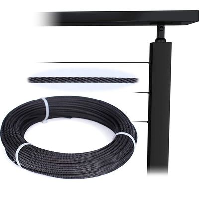 ราคาดี อุปกรณ์สายสลิงสีดำ 150 ฟุต T316 สแตนเลสสตีล 7x7 1/8