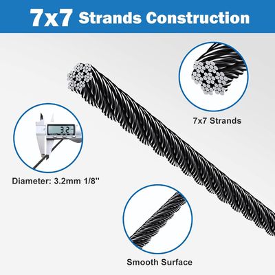 ราคาดี ชุดอุปกรณ์อุปกรณ์ T316 สายเคเบิลเครื่องบิน 7x7 สาย 500ft 1/8