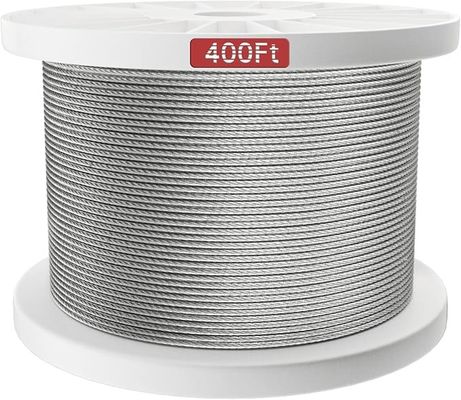 ราคาดี 500FT Aircraft Steel Wire Rope SS Cable 7x7 For Deck Railing Kits Hardware 1/8
