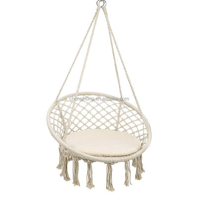 ราคาดี หมุนแขวนหมอนกลางแจ้ง สวนผ้าหอมเชือก Macrame Fringe Patio Swing Hammock เก้าอี้หมอนเลี้ยง ออนไลน์