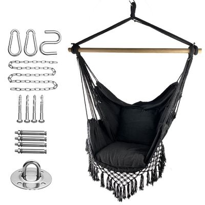 ราคาดี 100*130cm 320g Polyester-cotton Hanging Rope Swing Hammock With Two Pillows ออนไลน์