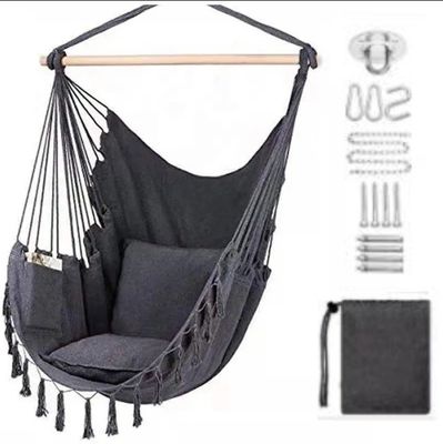 ราคาดี 100*130cm 320g Polyester-cotton Hanging Rope Swing Hammock With Two Pillows ออนไลน์