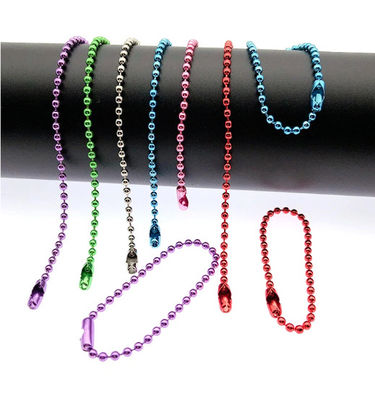 ราคาดี Colorful 120mm Long Mixed Color Metal Adjustable Antiqued Ball Chain with Bead Connector Clasp Keychain ออนไลน์