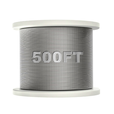 ราคาดี 7x7 500 ฟุต T 316 สายเคเบิลเกรดเรือ 1/8 สายเคเบิลเครื่องบินเหล็กไร้ขัดสําหรับคอก ออนไลน์